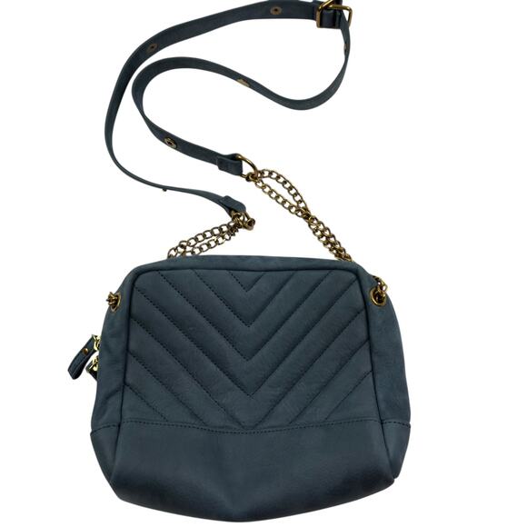 Nat + Nin Blue Rio Classic Quilted Matte Leather Crossbody Bag with Chain Strap - Picture 3 of 11
